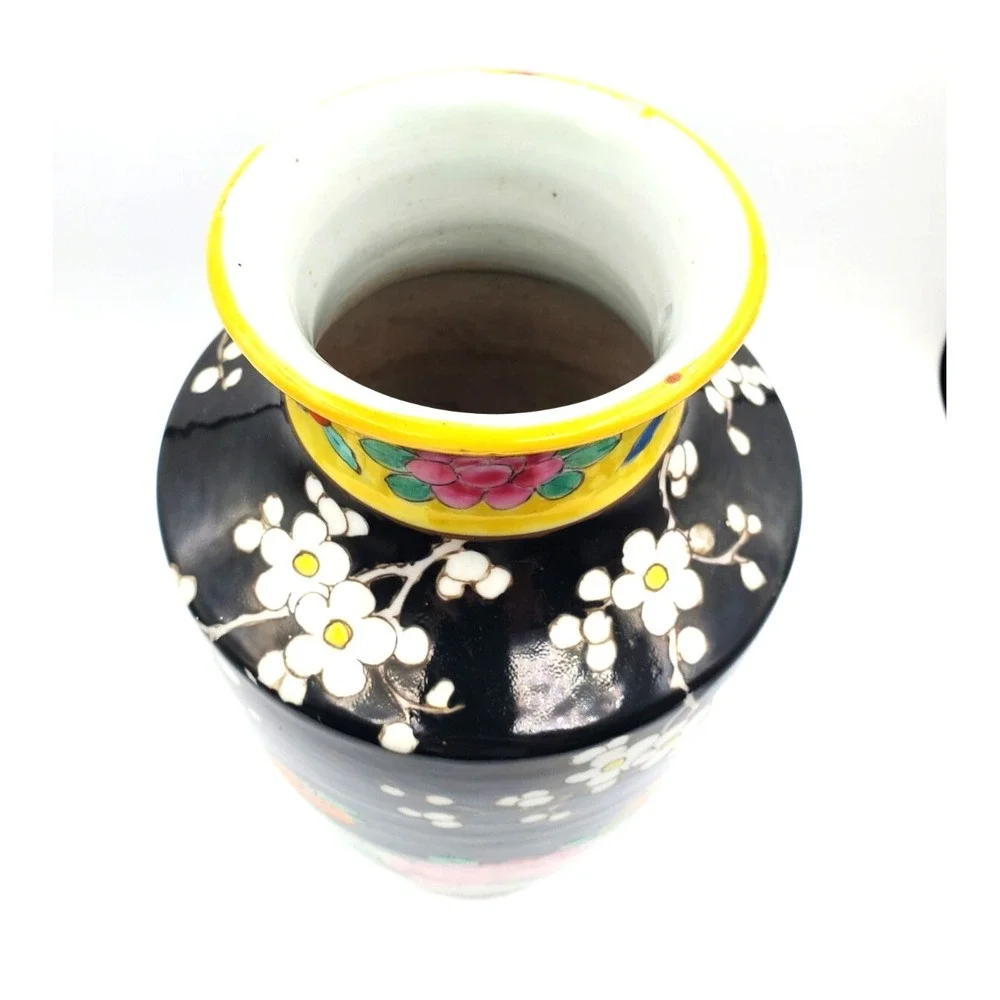 Vintage Japanese Hand Painted Enamel Porcelain Vase 12
